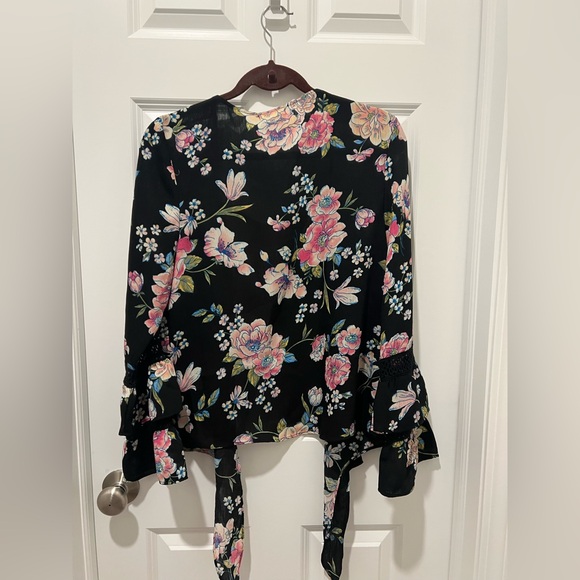 Maurices Black Floral Kimono Blouse - Picture 2 of 4